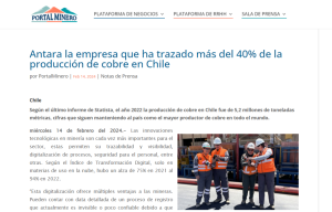 Antara la empresa que ha trazado el 40% del cobre de Chile